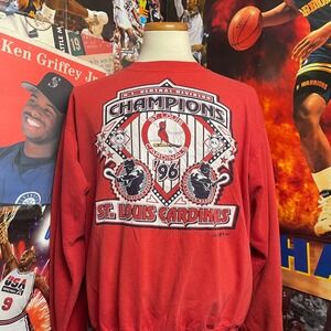 Vintage St. Louis Cardinals 1996 NL Champs Crewneck Sweatshirt MLB Red USA Sz XL